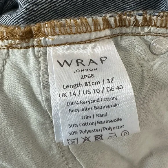 Wrap London Boyfriend Jean, Mid-Wash. Size 10