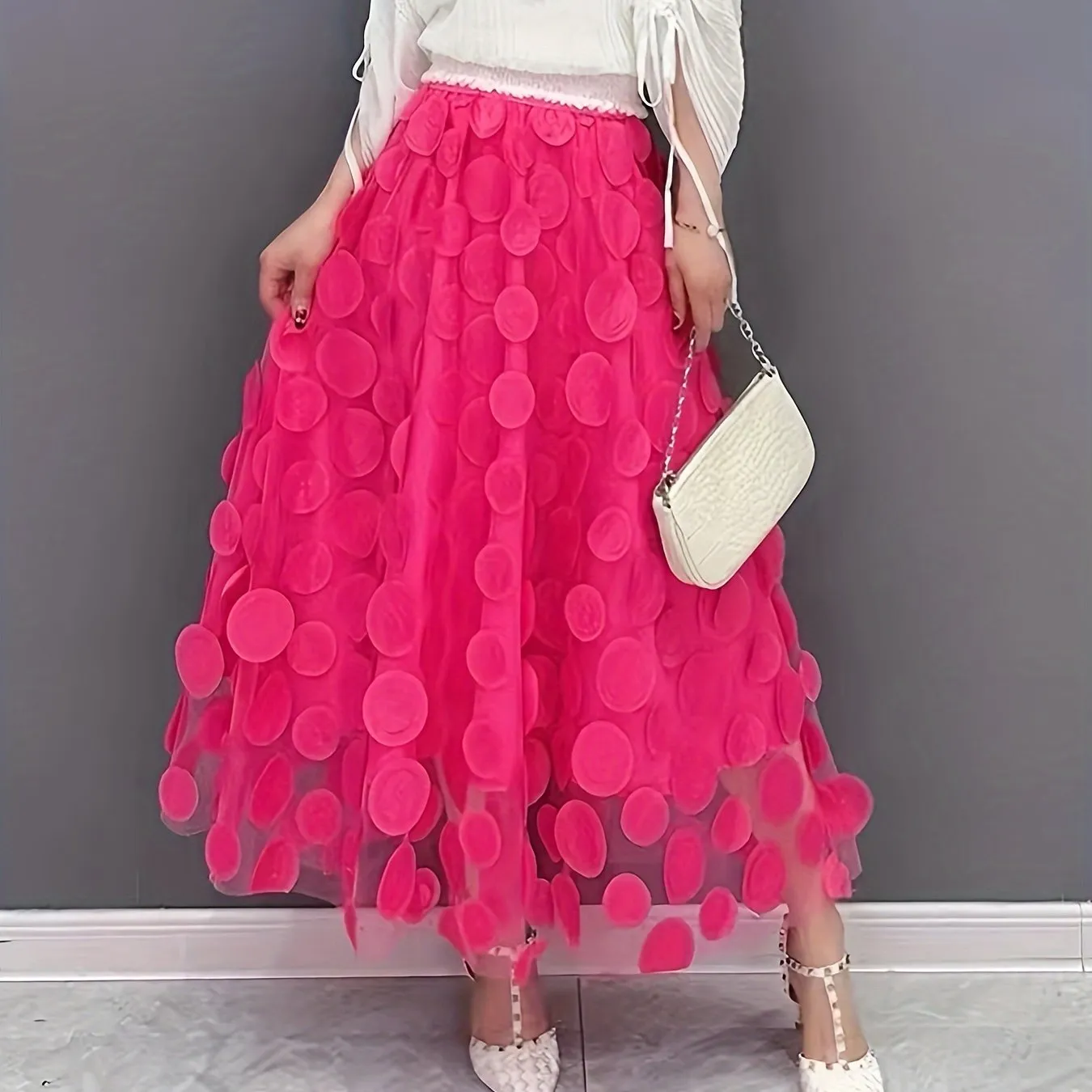 xieyinshe  Applique High Waist Skirts, Elegant Maxi Skirts For Spring & Summer, Women's Clothing