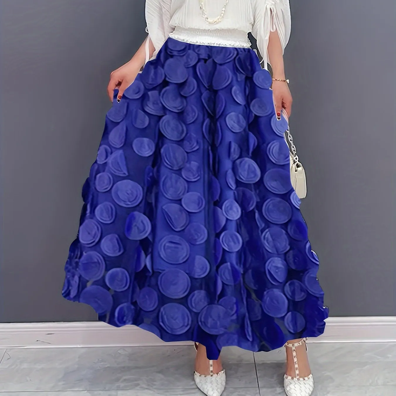 xieyinshe  Applique High Waist Skirts, Elegant Maxi Skirts For Spring & Summer, Women's Clothing