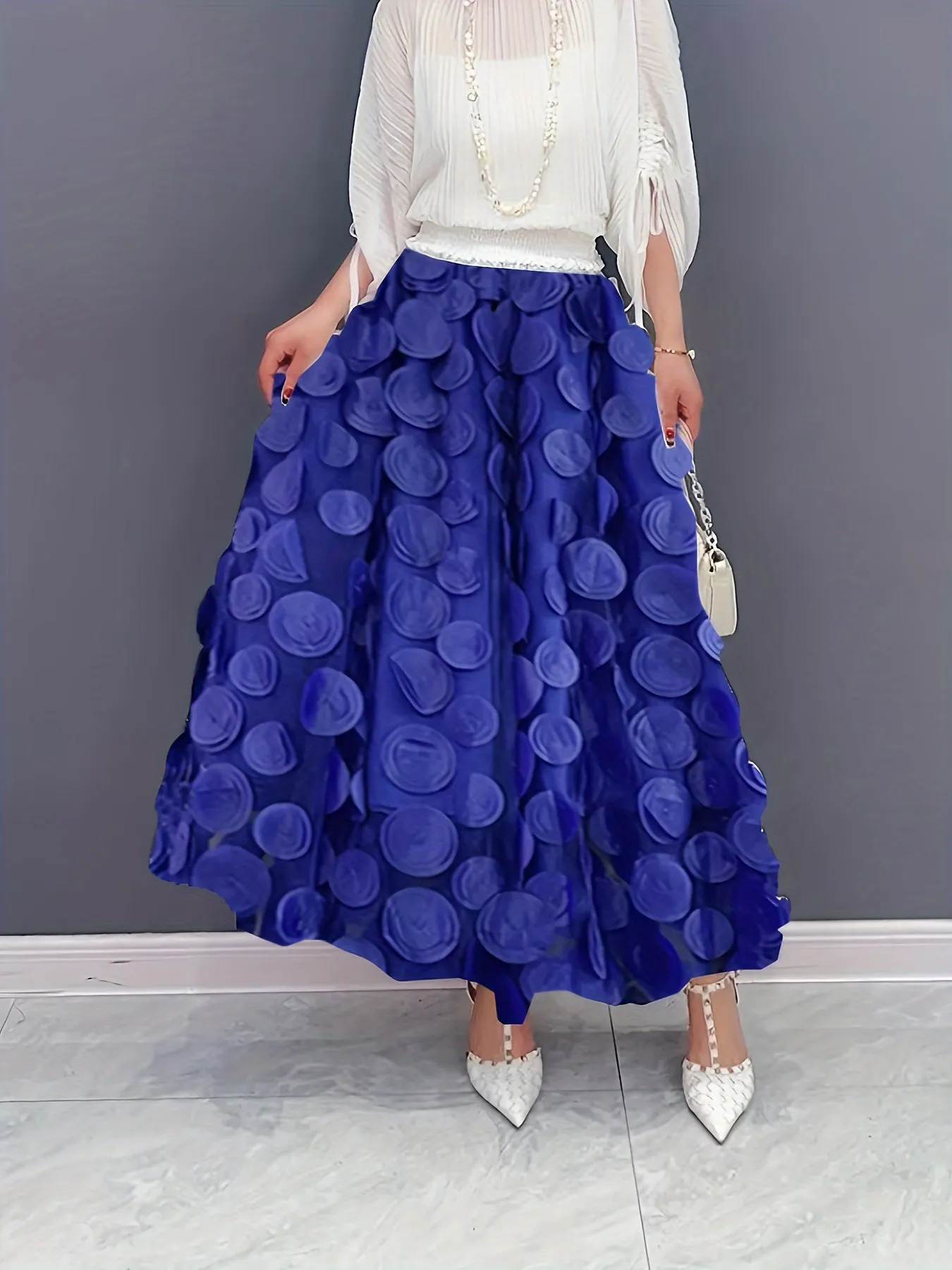 xieyinshe  Applique High Waist Skirts, Elegant Maxi Skirts For Spring & Summer, Women's Clothing