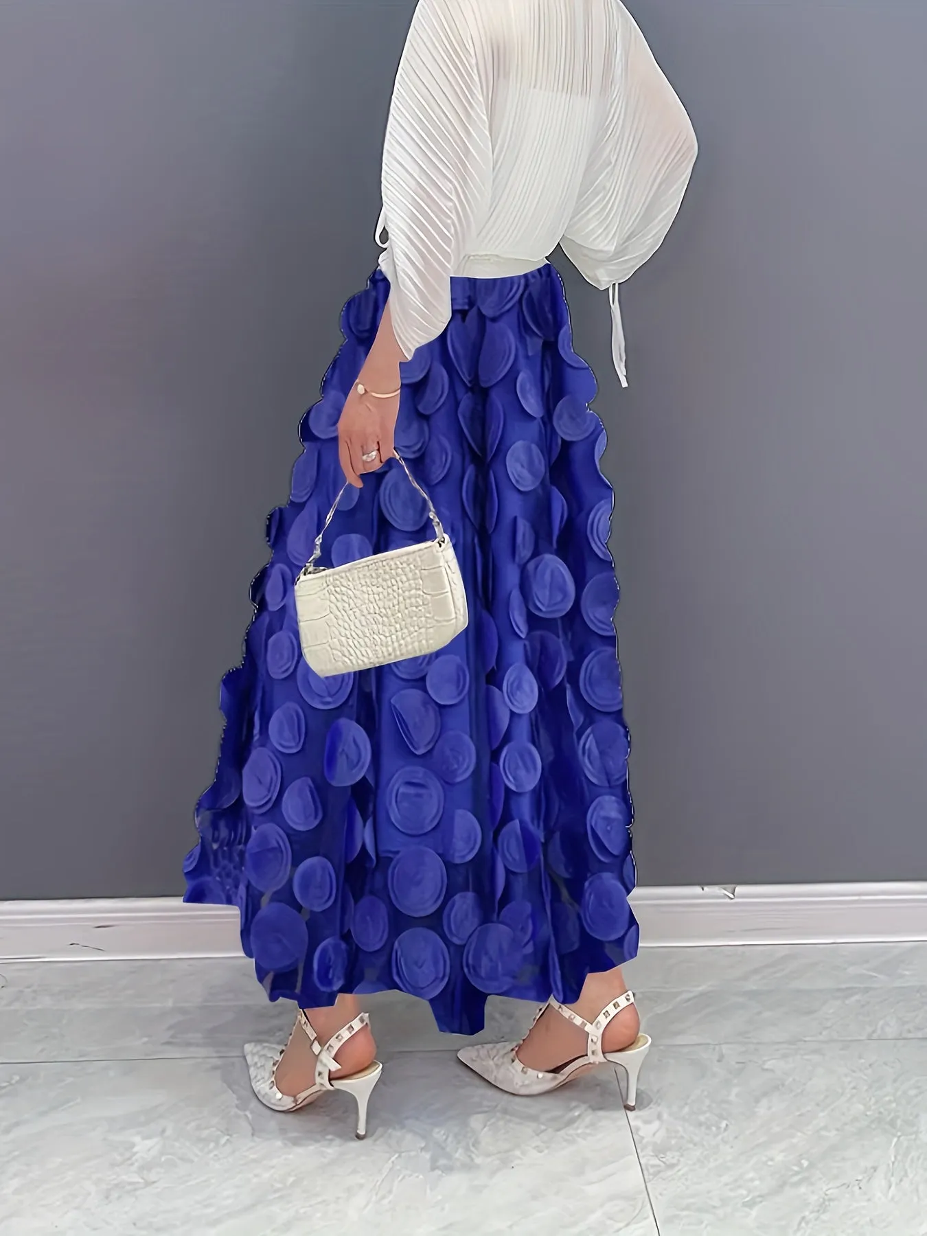 xieyinshe  Applique High Waist Skirts, Elegant Maxi Skirts For Spring & Summer, Women's Clothing