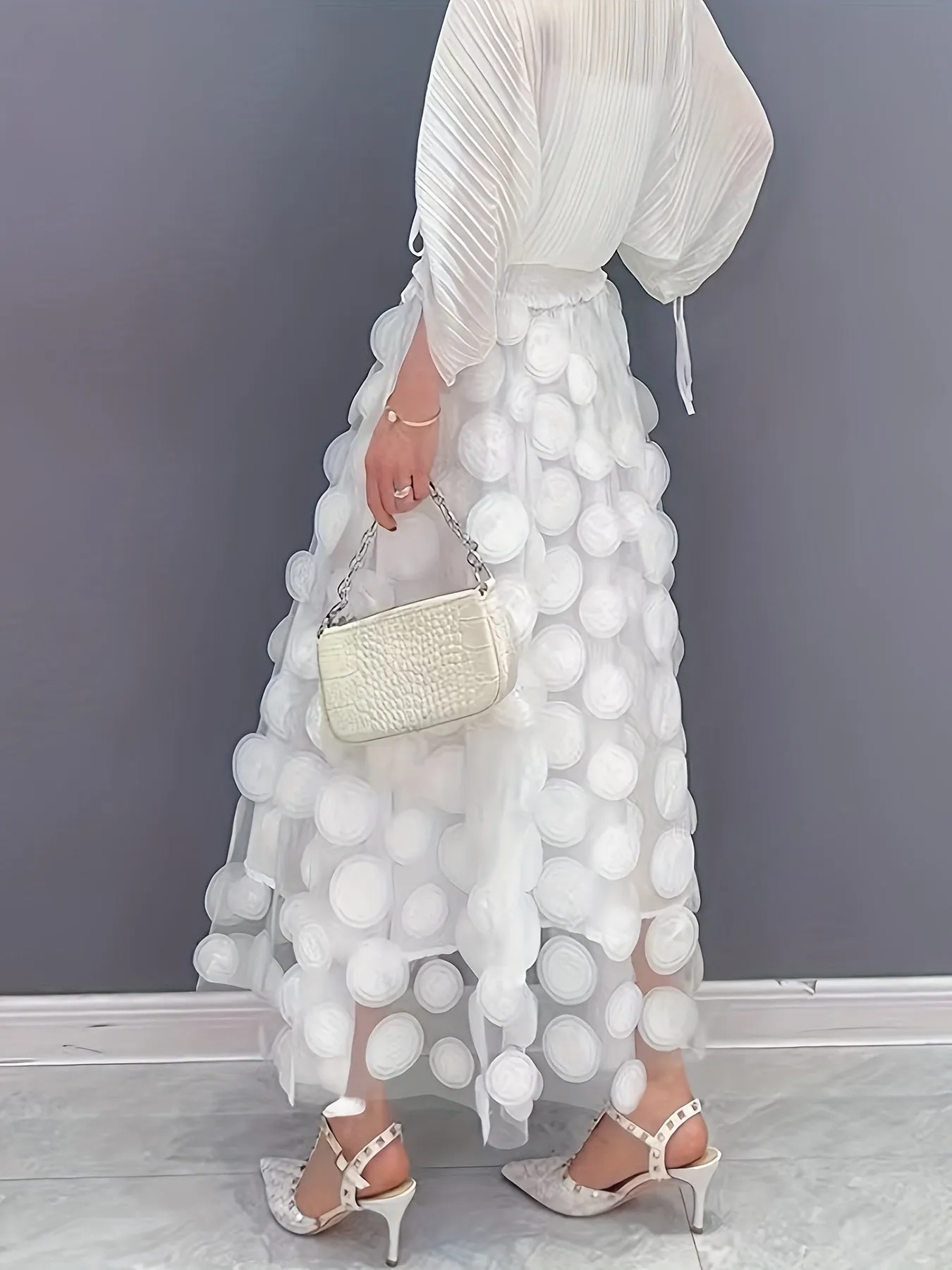 xieyinshe  Applique High Waist Skirts, Elegant Maxi Skirts For Spring & Summer, Women's Clothing