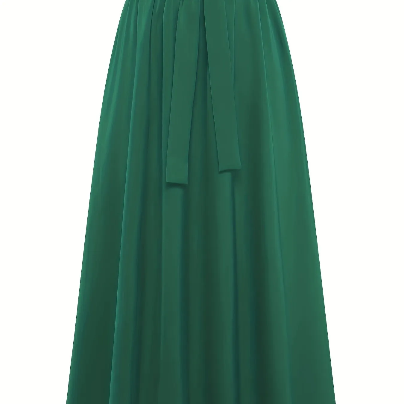 xieyinshe  Solid Belted Maxi Skirts, Elegant Pleated Versatile Skirts, Women's Clothing