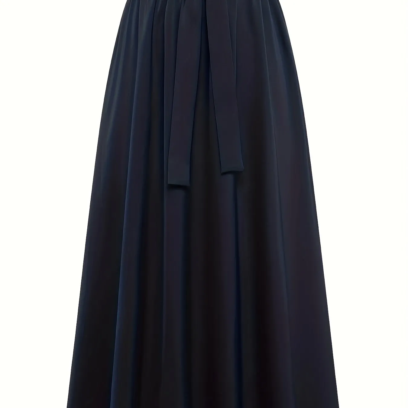 xieyinshe  Solid Belted Maxi Skirts, Elegant Pleated Versatile Skirts, Women's Clothing