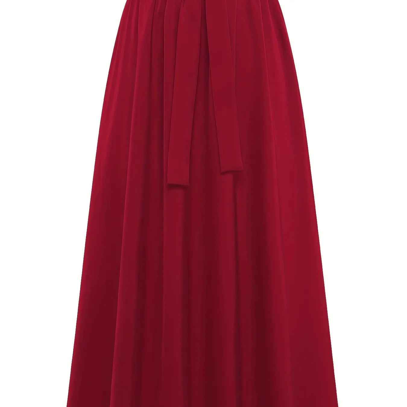 xieyinshe  Solid Belted Maxi Skirts, Elegant Pleated Versatile Skirts, Women's Clothing