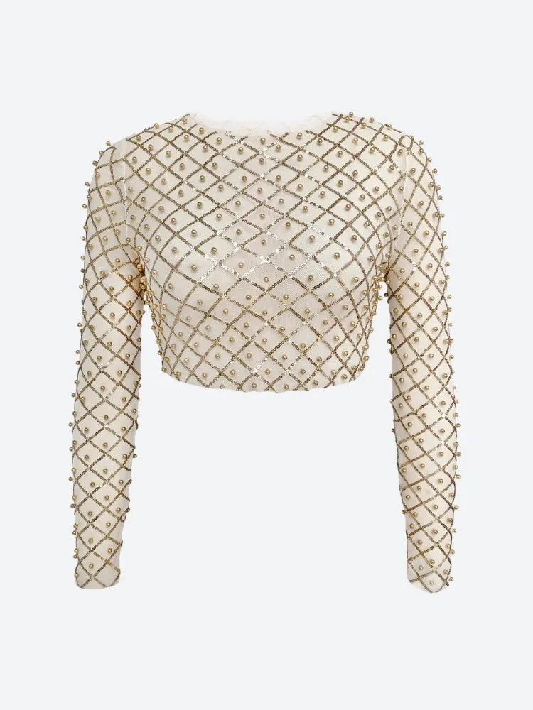 Y2K Glitter Sheer Crop Top