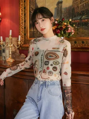 Y2K Mystical Mesh Top