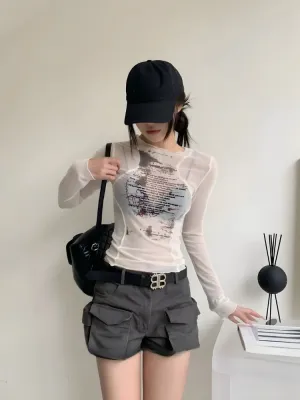 Y2K Sheer Mesh Top