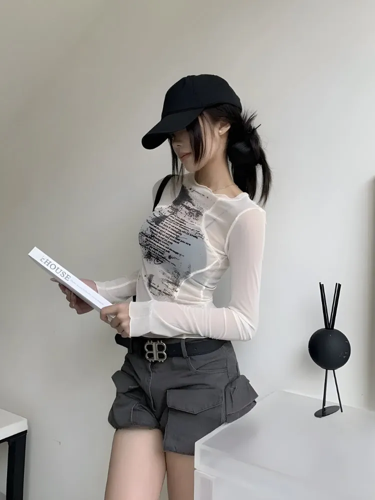 Y2K Sheer Mesh Top
