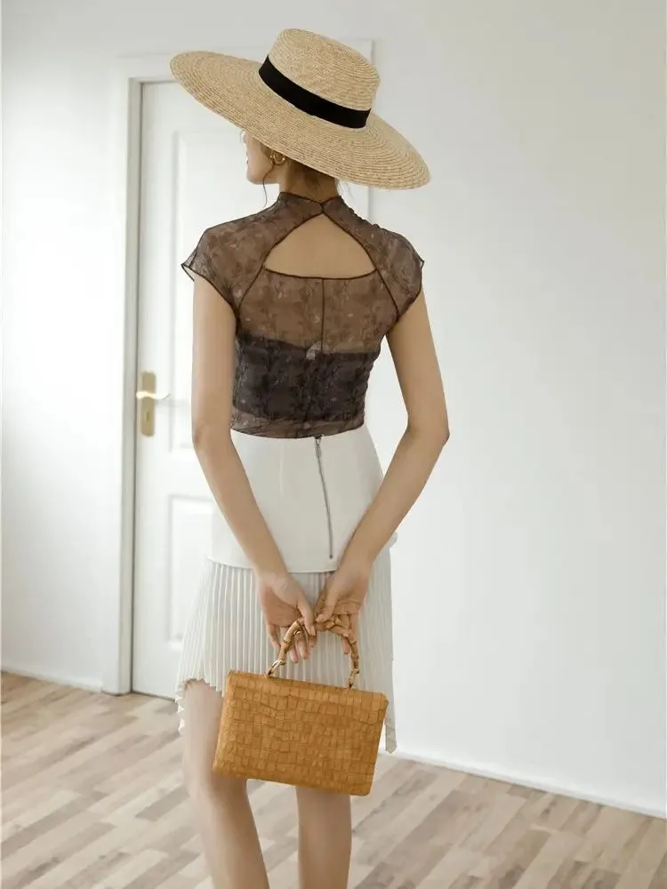 Y2K Sheer Qipao Top