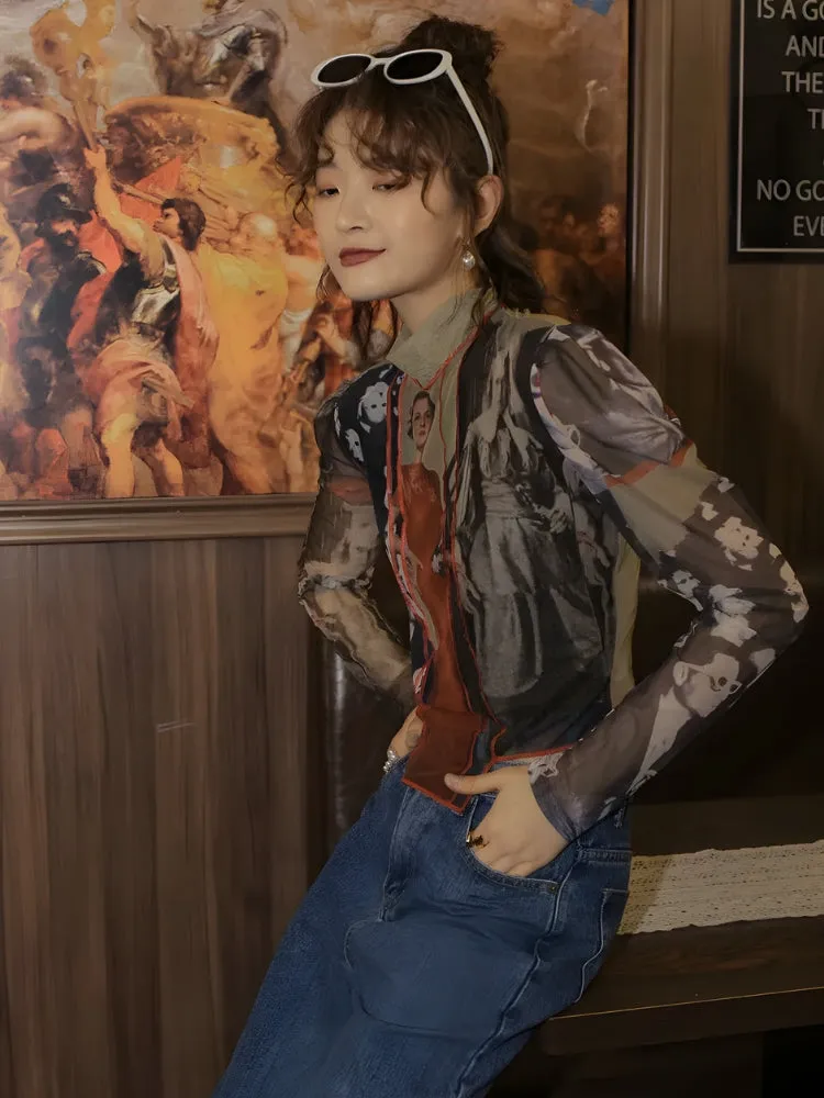 Y2K Vintage Patchwork Top