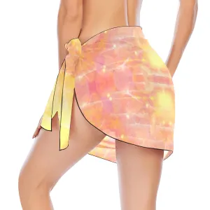Yellow Love Short Chiffon Sarong Wrap up to 5 XL (FWS)