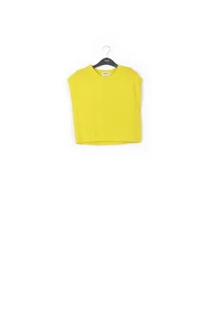 Yellow sleeveless knitted sweater